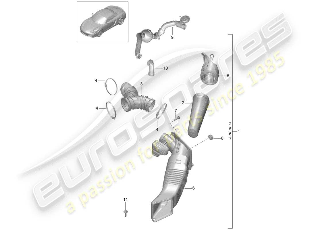 porsche 2013 (981 boxster) air filter parts diagram