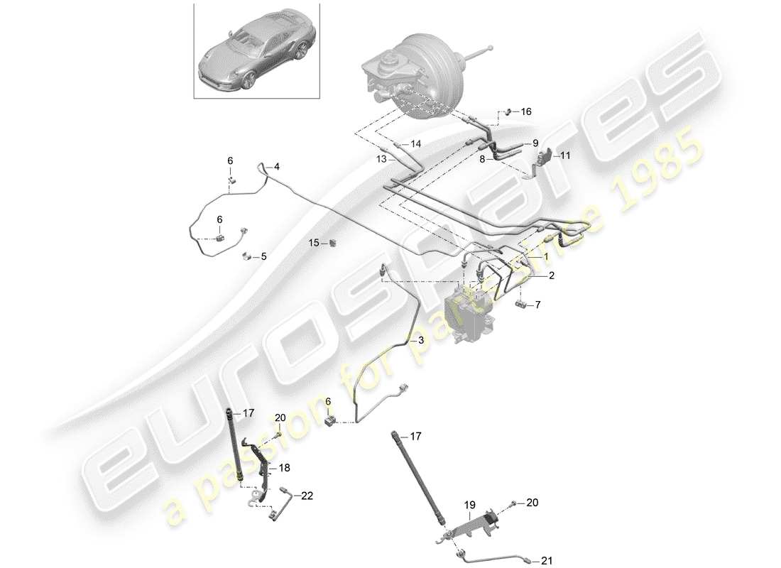 porsche 2016 (991-1 turbo) brake line front front end d - mj 2017>> part diagram