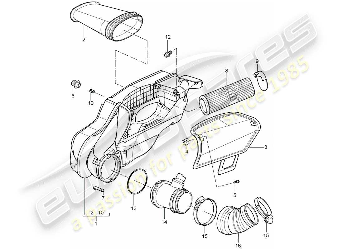 porsche 2006 (987 cayman) air filter part diagram