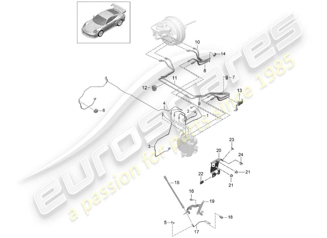 porsche 2016 (991-1 turbo) brake line front front end part diagram