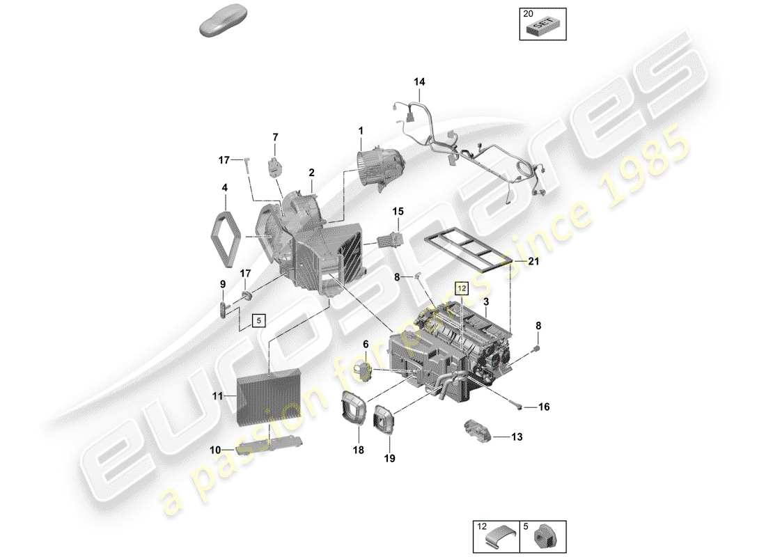 porsche 2019 (718 boxster spyder) air con. service device and individual parts part diagram