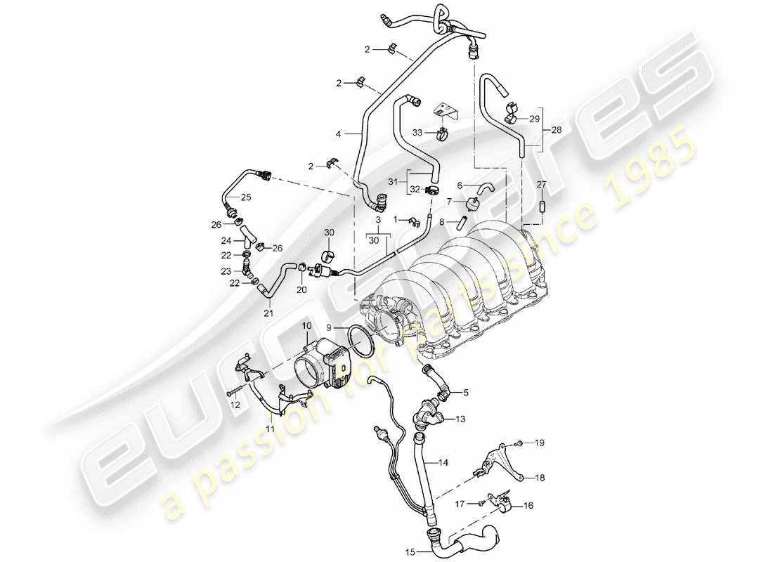 porsche 2004 (cayenne e1 9pa) throttle valve adapter suction jet pump tank ventilation breather line crankcase housing parts diagram