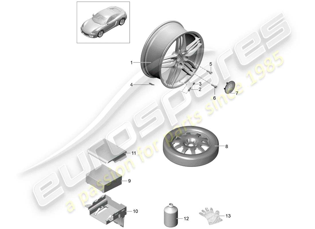 porsche 2016 (981 cayman) wheels/tyres part diagram