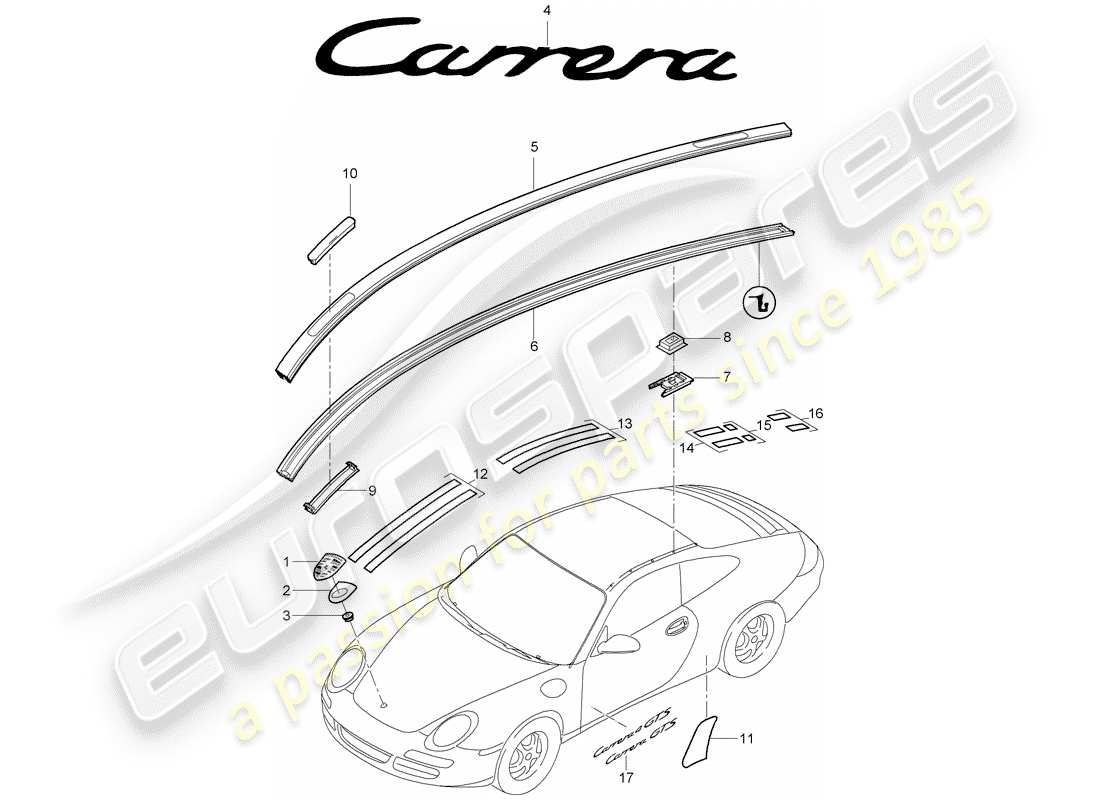 porsche 2011 (997-2) nameplates parts diagram