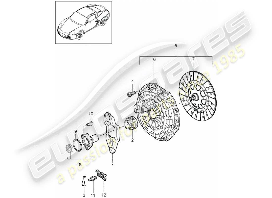 porsche 2008 (987 cayman) coupling for 5-speed manual transmission d - mj 2007>> part diagram