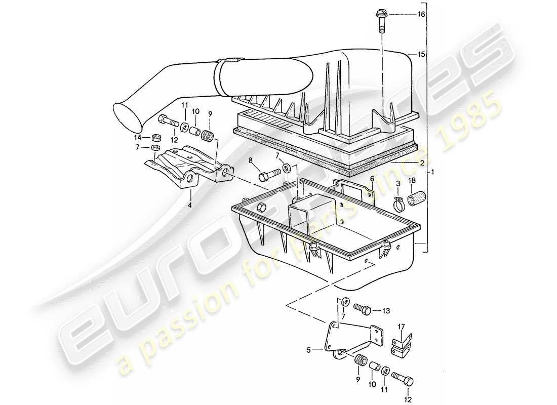 porsche 944 (1989) air cleaner system parts diagram