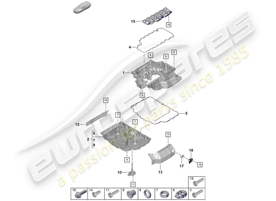 porsche 2019 (718 boxster spyder) oil sump part diagram