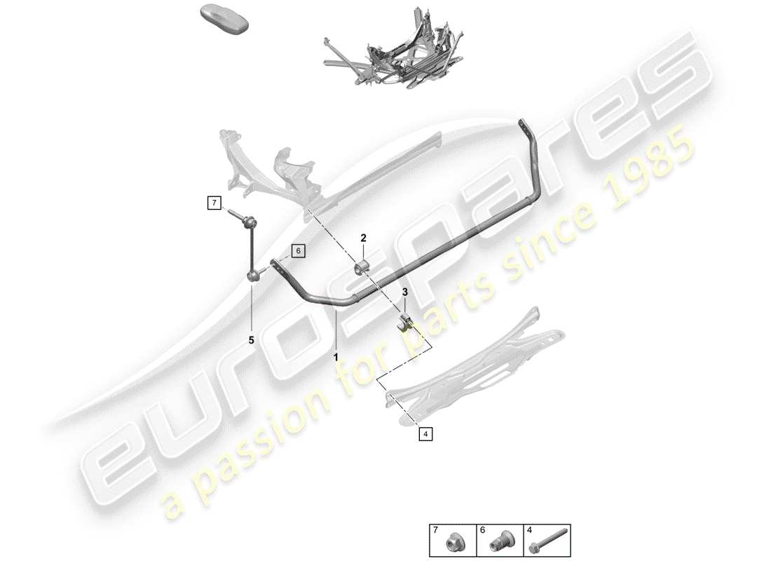 porsche 2019 (718 boxster spyder) anti-roll bar part diagram