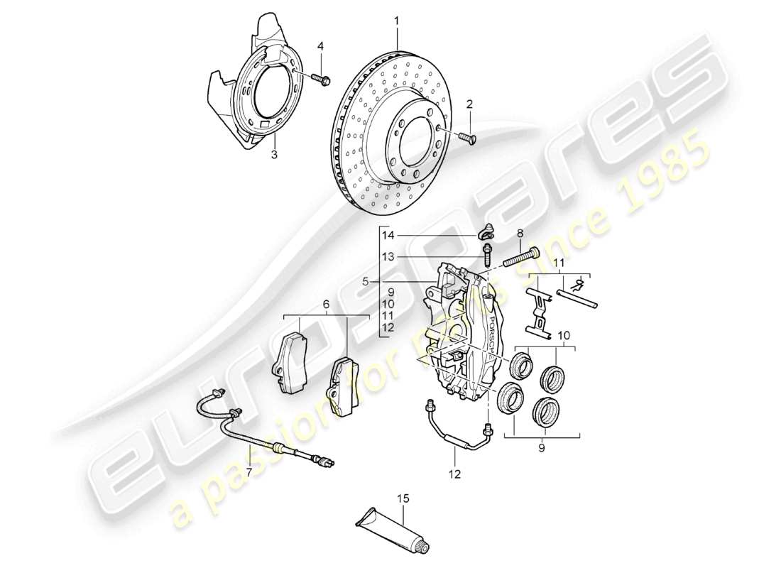 porsche 2005 (987 boxster) disc brake rear axle parts diagram