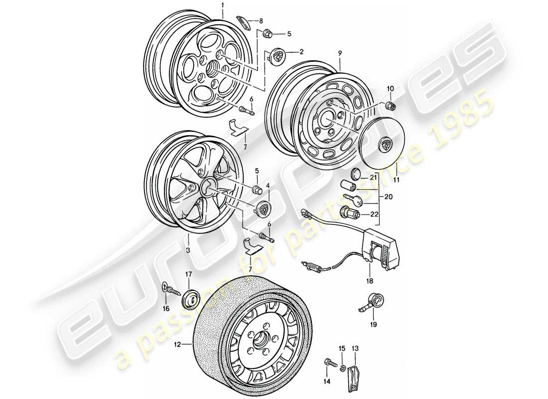 porsche 1987 (944) disc wheel - d >> - mj 1986 parts diagram