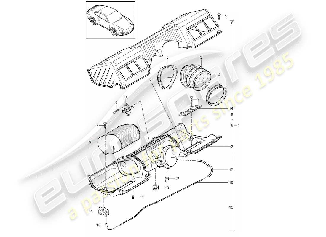 porsche 2009 (997-2) air cleaner parts diagram