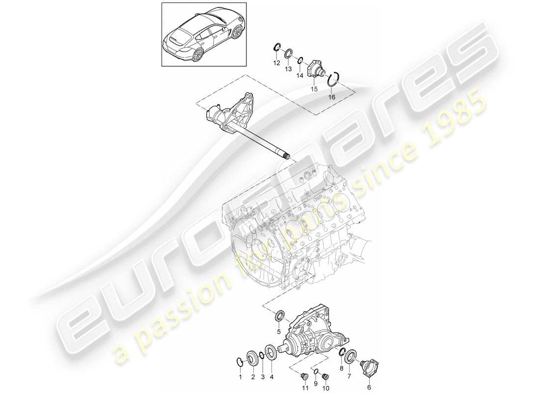 porsche 2016 (panamera 970) front axle differential engine brackets individual parts parts diagram