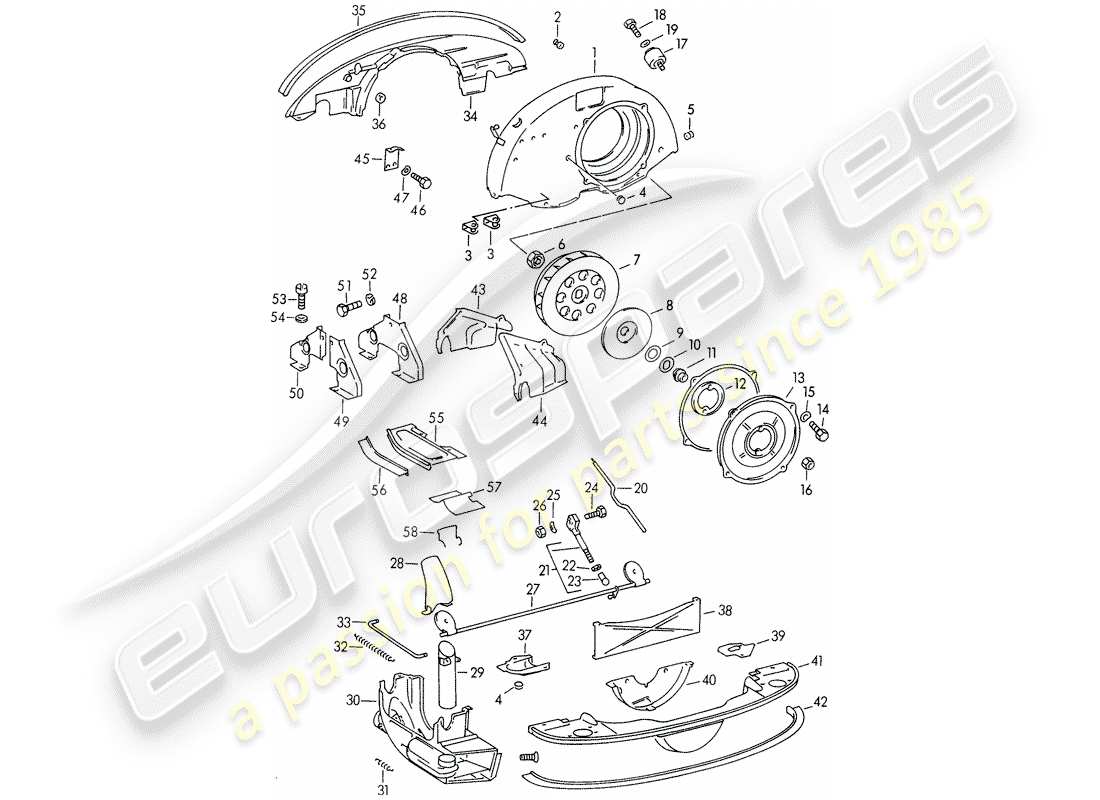 porsche 1959 (356/356a) air cooling part diagram