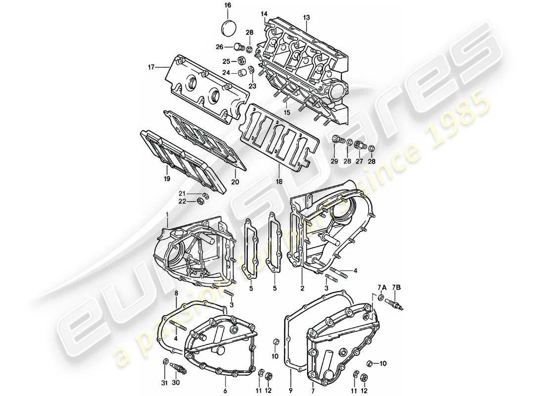porsche 1983 (911) camshaft housing - chain case part diagram