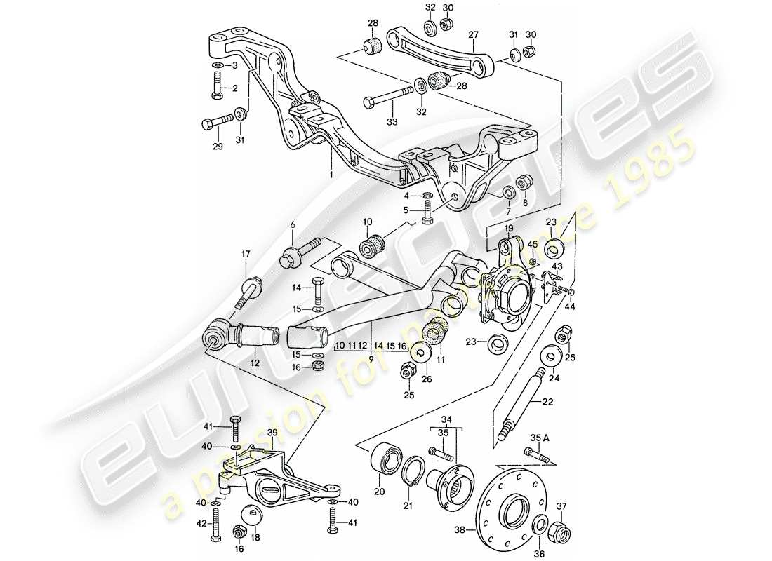 porsche 1991 (928) rear axle part diagram