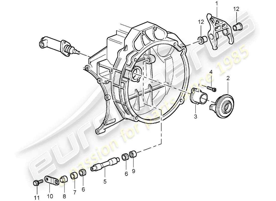 porsche 2005 (996 turbo / gt2) clutch release - clutch slave cylinder - see main and sub-group: - 7/02/08 part diagram