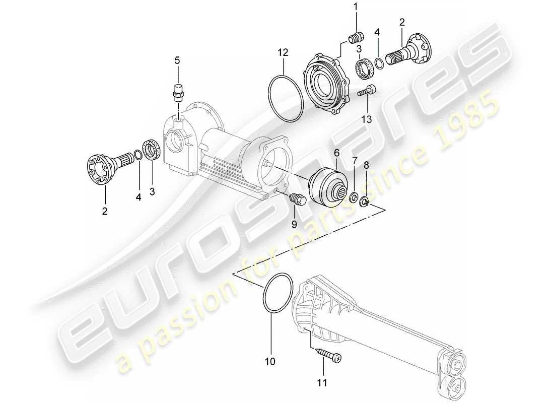 porsche 2005 (996 turbo / gt2) front axle differential part diagram
