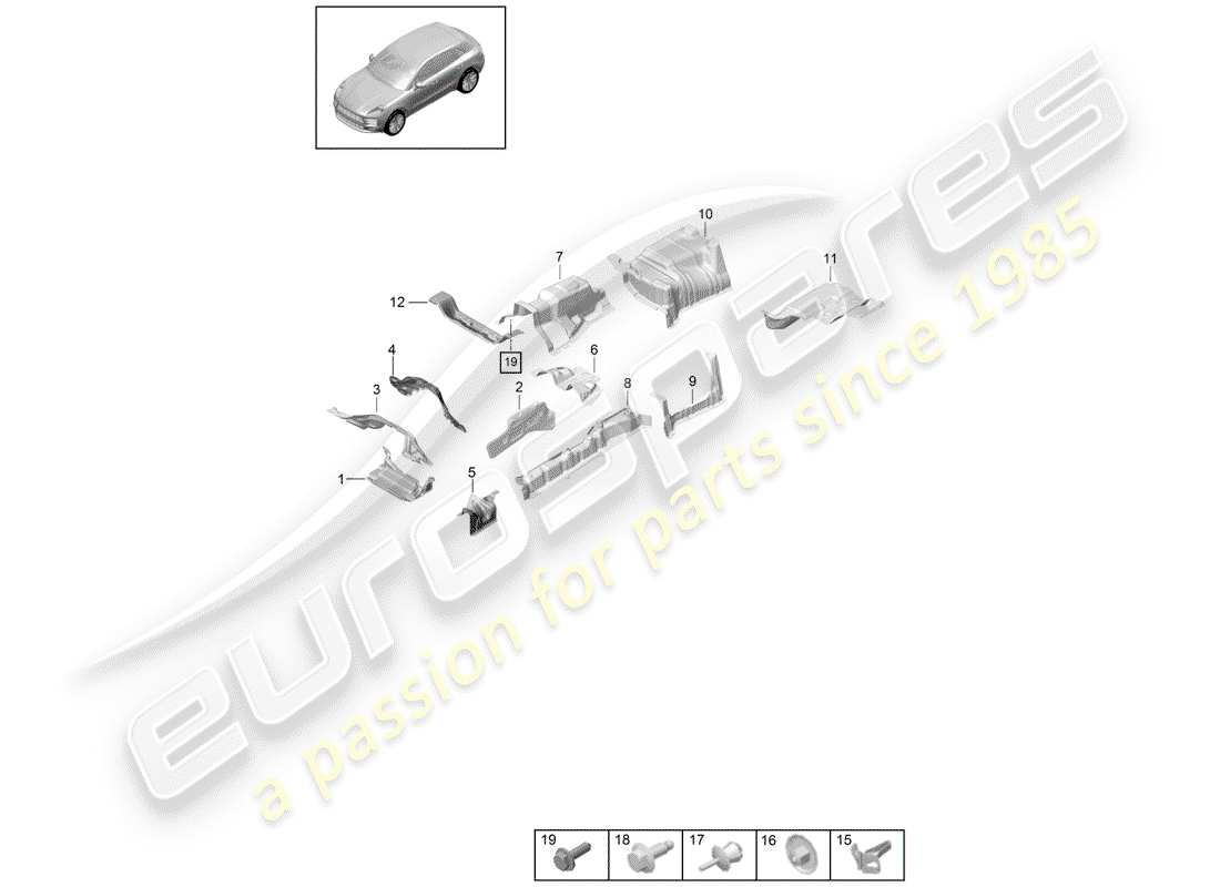 porsche 2019 (macan) trim heat insulation underbody part diagram