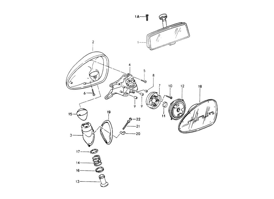porsche 1994 (964) rear view mirror inner - rear view mirror - rear view mirror parts diagram