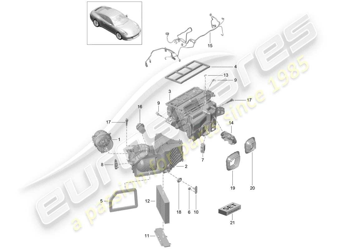 porsche 991 gen. 2 (2018) air conditioner parts diagram