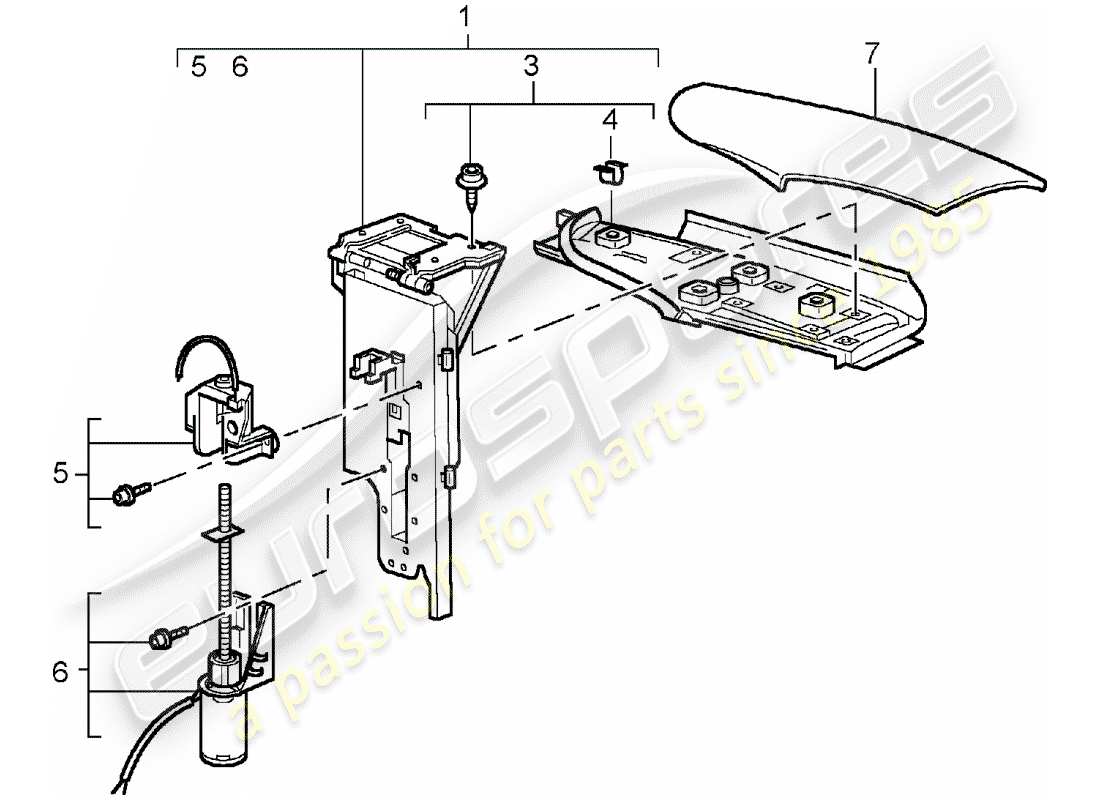porsche 2003 (996 turbo / gt2) flap - folding top part diagram