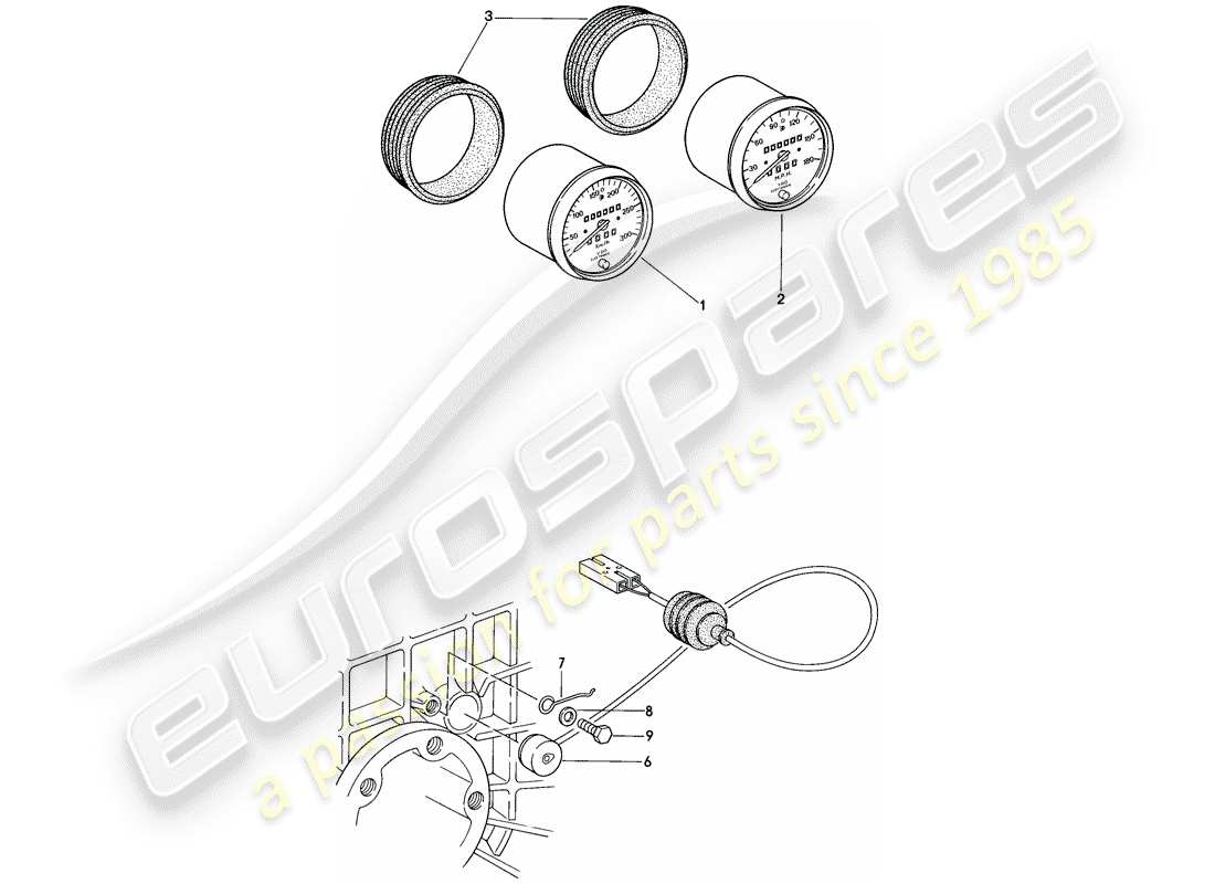 porsche 1986 (911) speedometer - 260 km/h part diagram