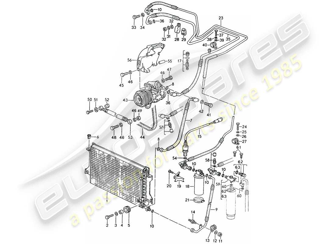 porsche 968 (1995) refrigerant circuit parts diagram
