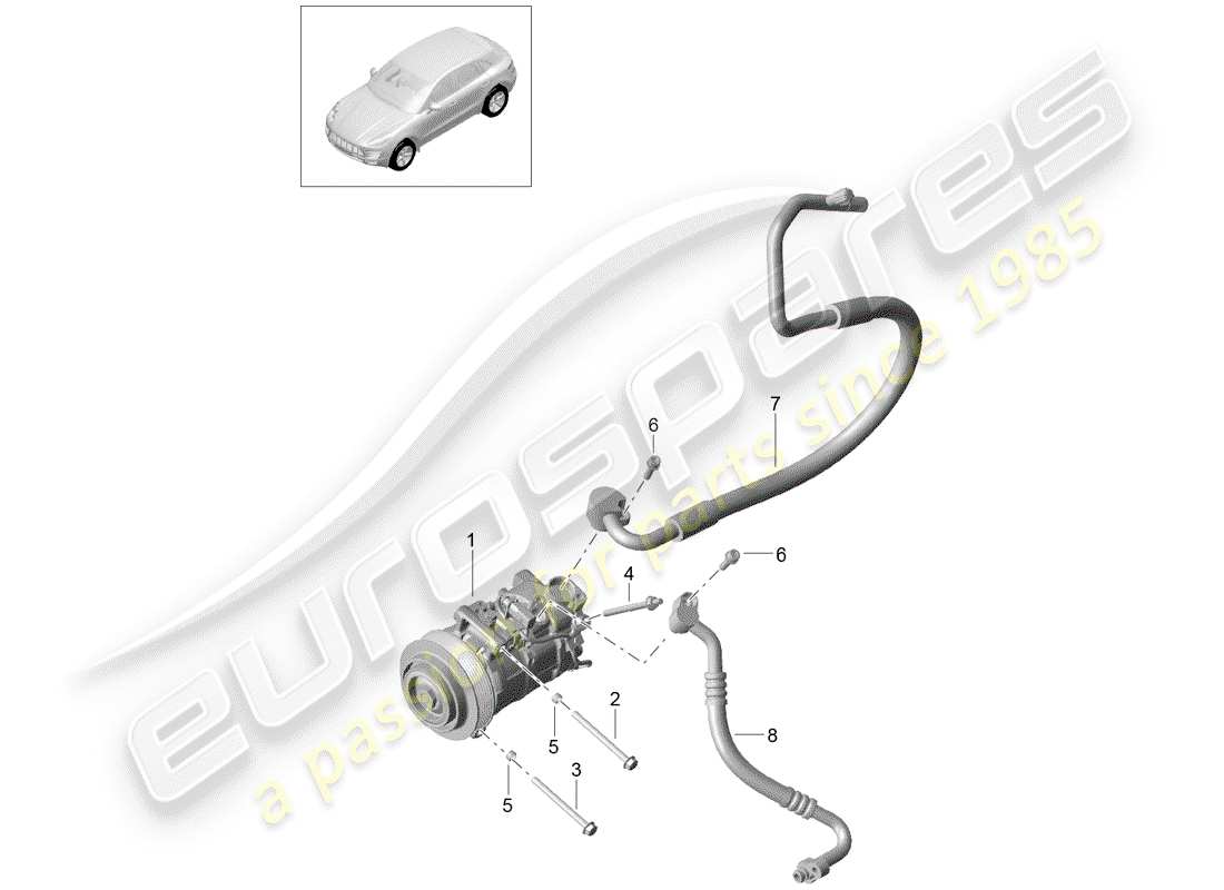 porsche 2016 (macan) compressor air conditioning r134a part diagram
