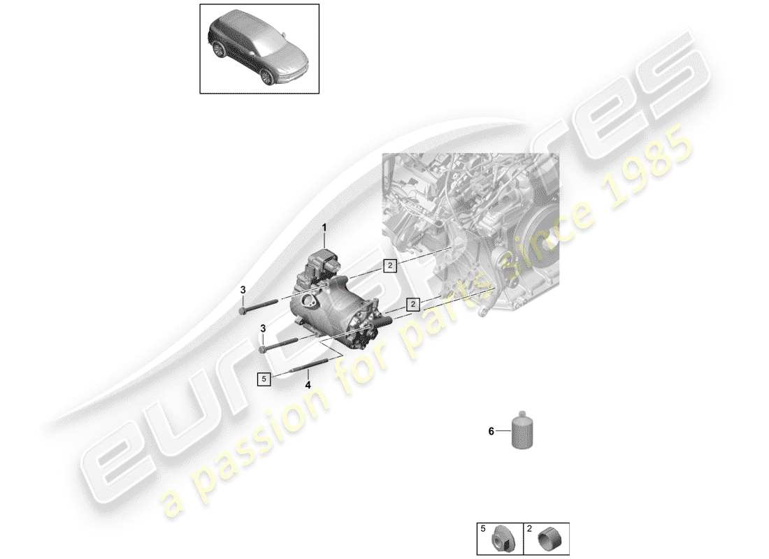 porsche 2019 (cayenne e3 9ya/9yb) compressor air conditioning for vehicles with hybrid drive parts diagram