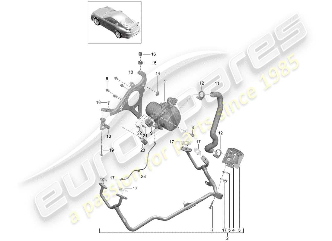 porsche 991r/gt3/rs (2020) secondary air pump parts diagram
