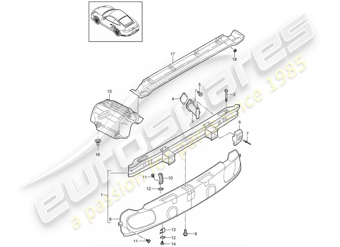 porsche 2011 (997-2 turbo / gt2 rs) bumper parts diagram