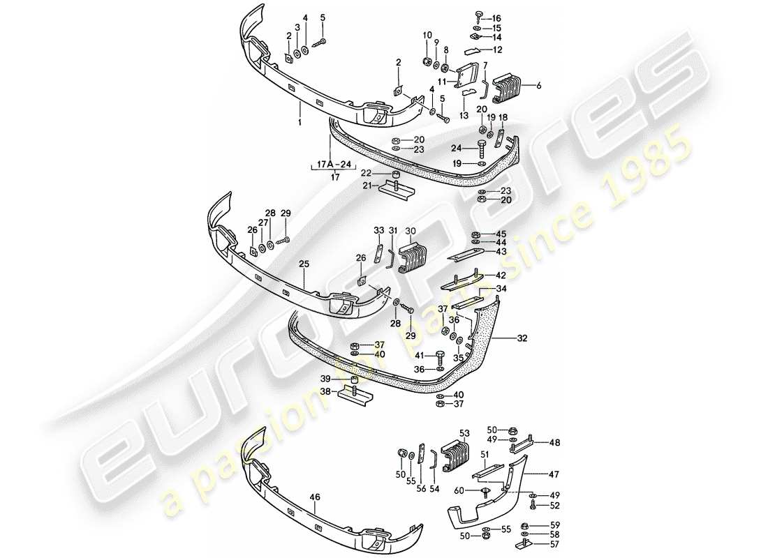 porsche 1987 (911) cover for bumper - front spoiler - carrera part diagram