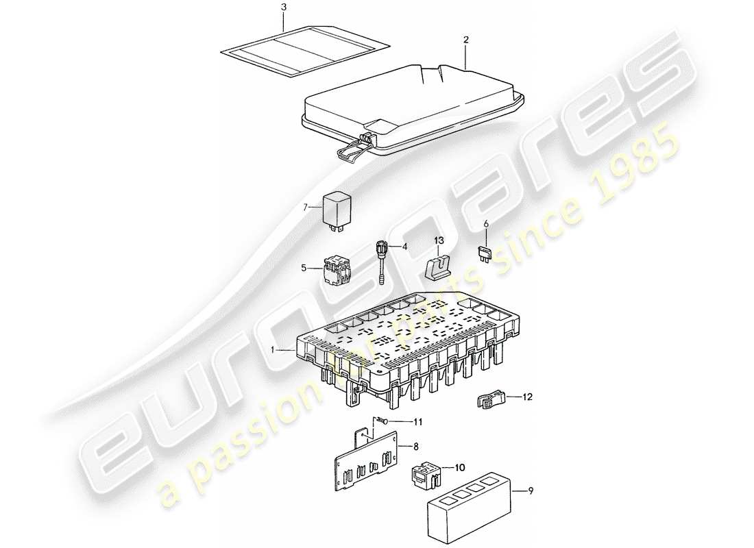 porsche 1995 (993) fuse box/relay plate - see tpi - gr.9 , nr.9 , 07/94 part diagram