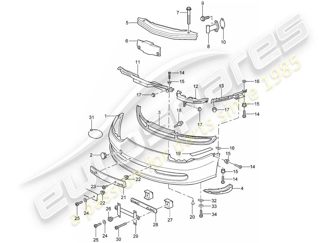 porsche 2004 (996) bumper part diagram