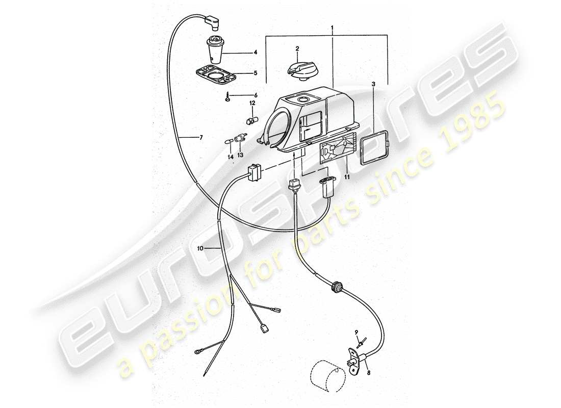 porsche 1975 (911 turbo) control mechanism - for - heater part diagram