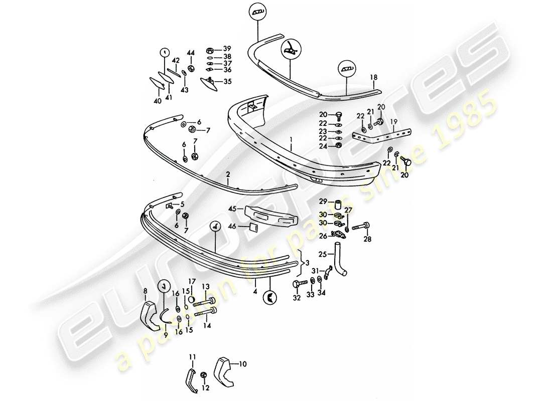 porsche 1969 (911/912) bumper - d >> - mj 1968 part diagram