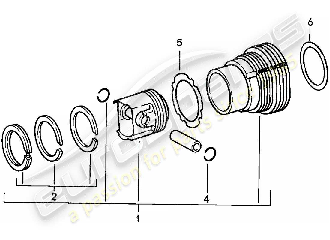 porsche 1987 (911) cylinder with pistons part diagram