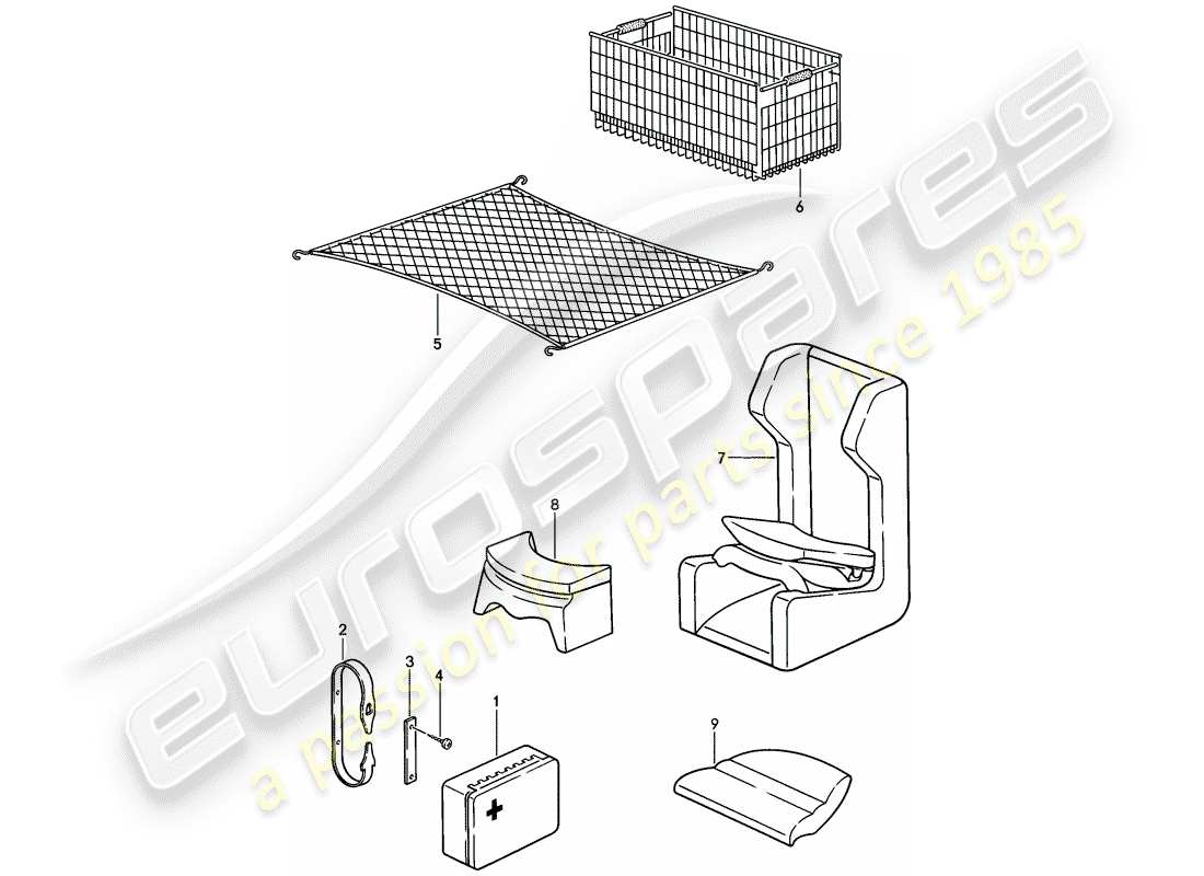porsche 1983 (944) accessories parts diagram