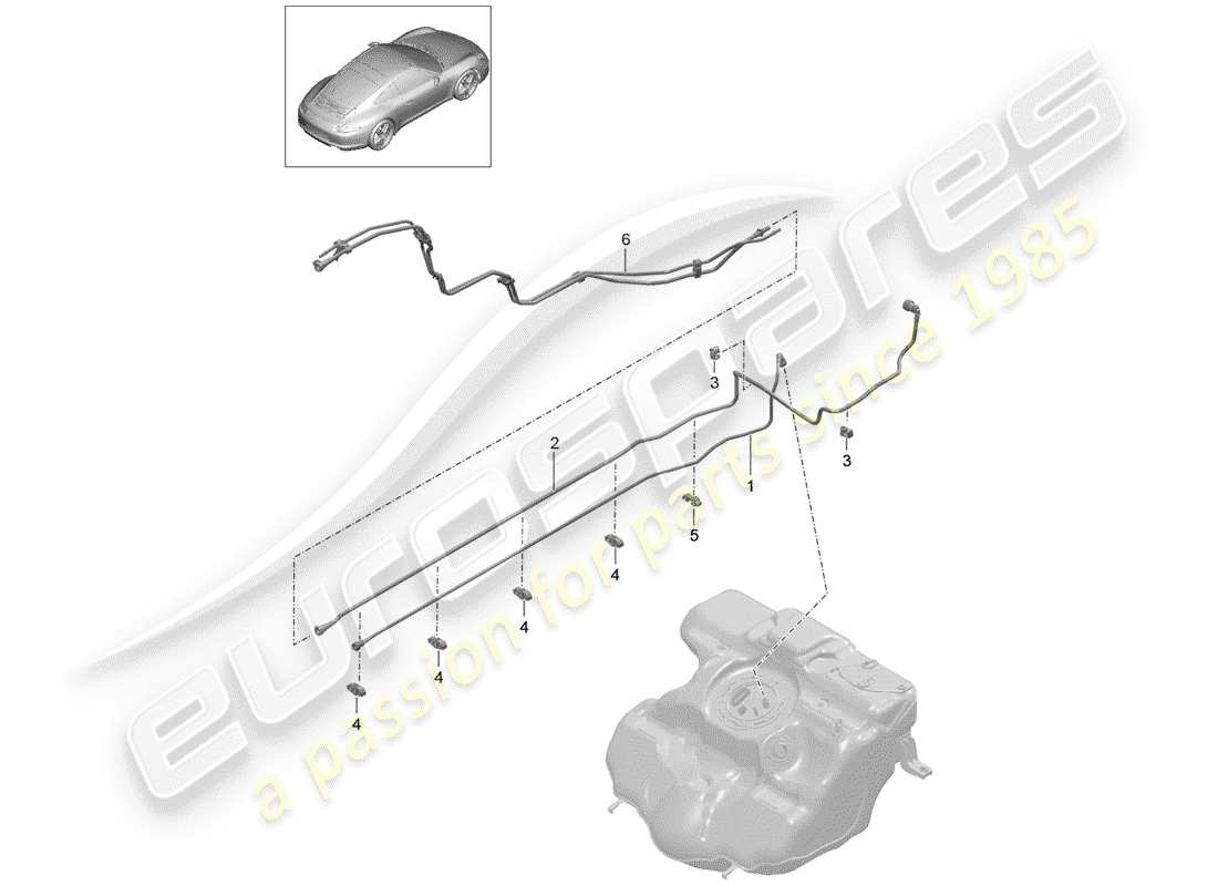 porsche 991 (2015) fuel system parts diagram
