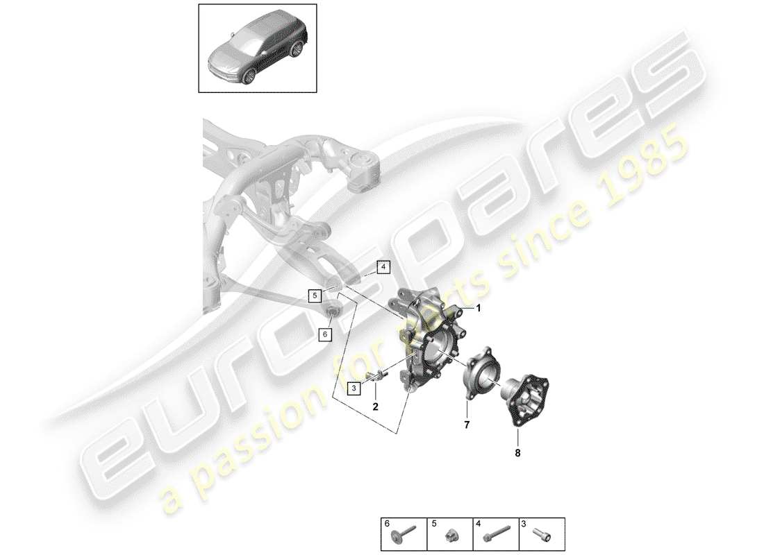 porsche 2020 (cayenne e3 9ya/9yb) wheel carrier wheel hub part diagram
