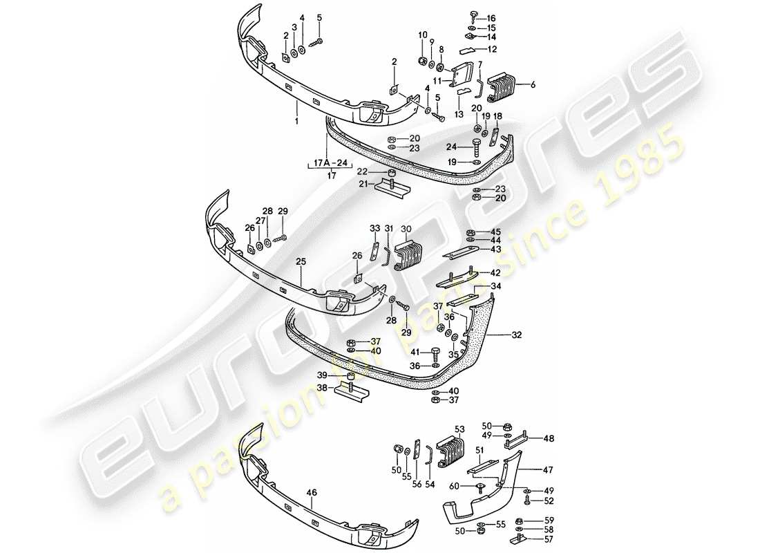 porsche 1984 (911) cover for bumper - front spoiler - carrera part diagram