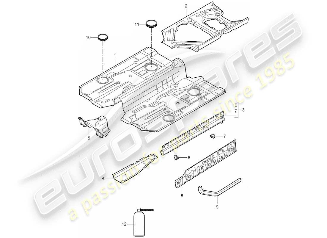 porsche 2009 (997-2 gt3) floor parts diagram
