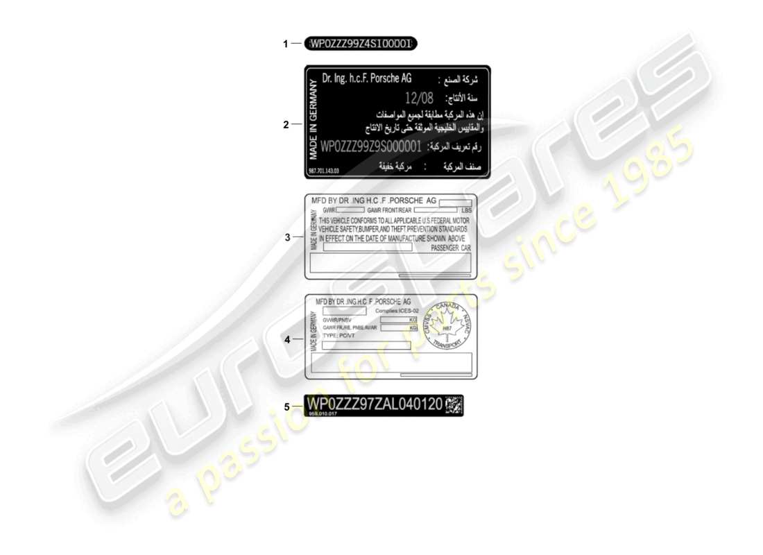 porsche 2016 (991-1 r/gt3/rs) signs/notices part diagram
