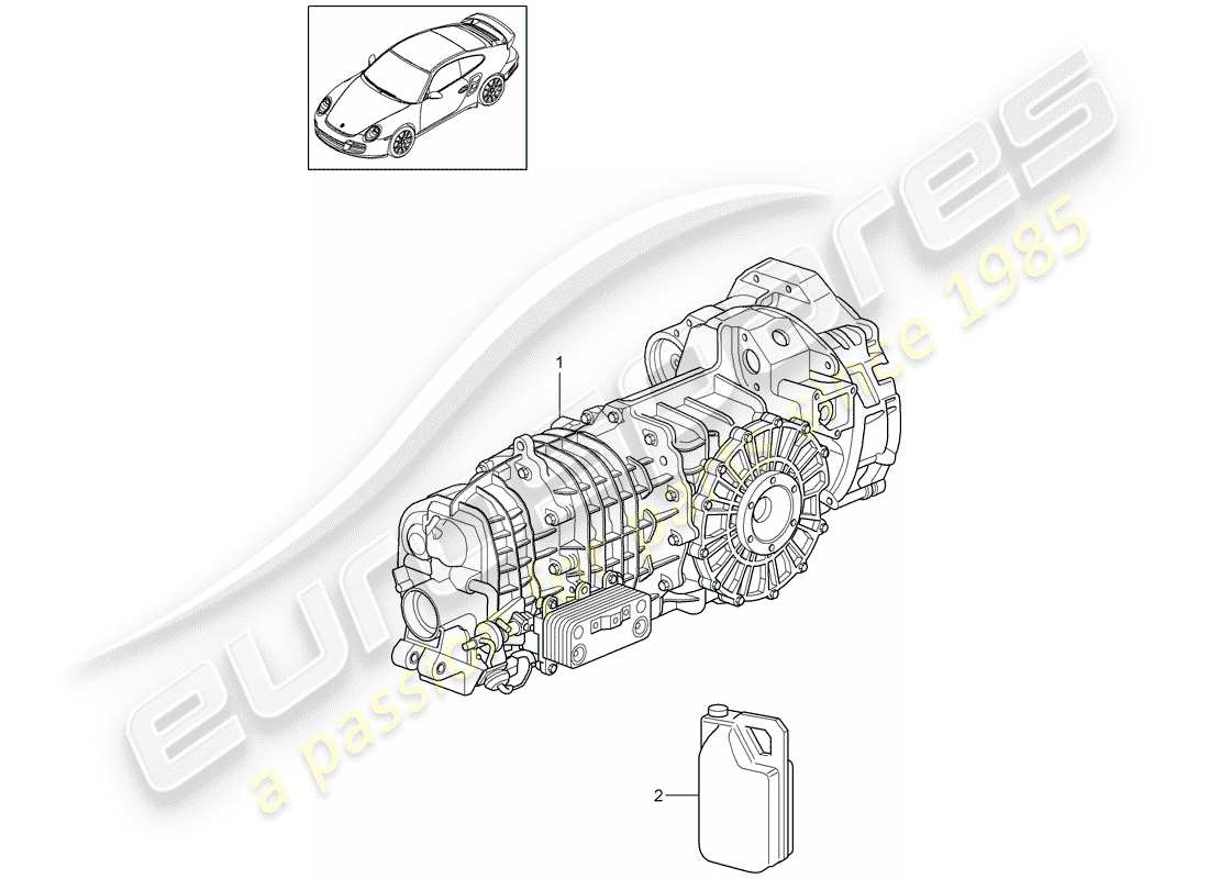 porsche 2011 (997-2 turbo / gt2 rs) replacement transmission parts diagram
