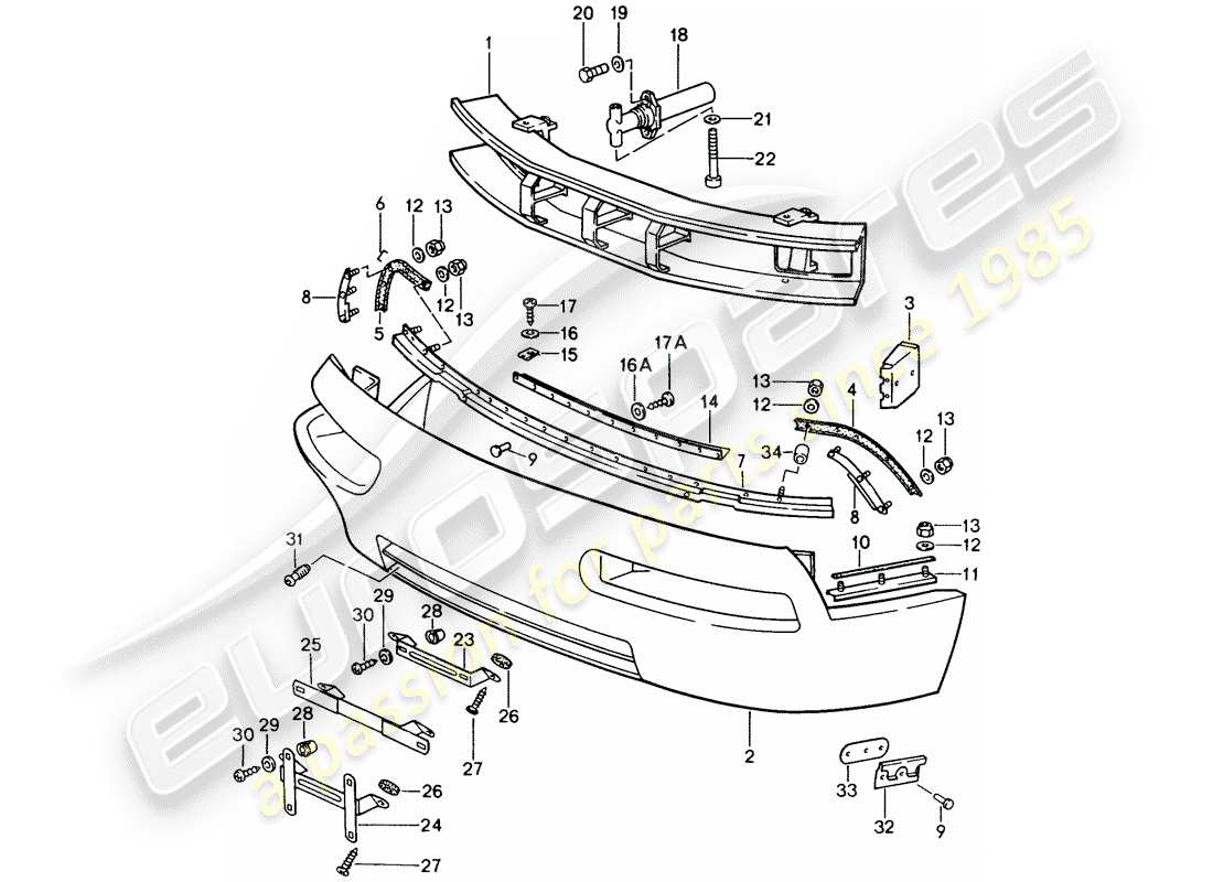 porsche 1989 (928) bumper parts diagram