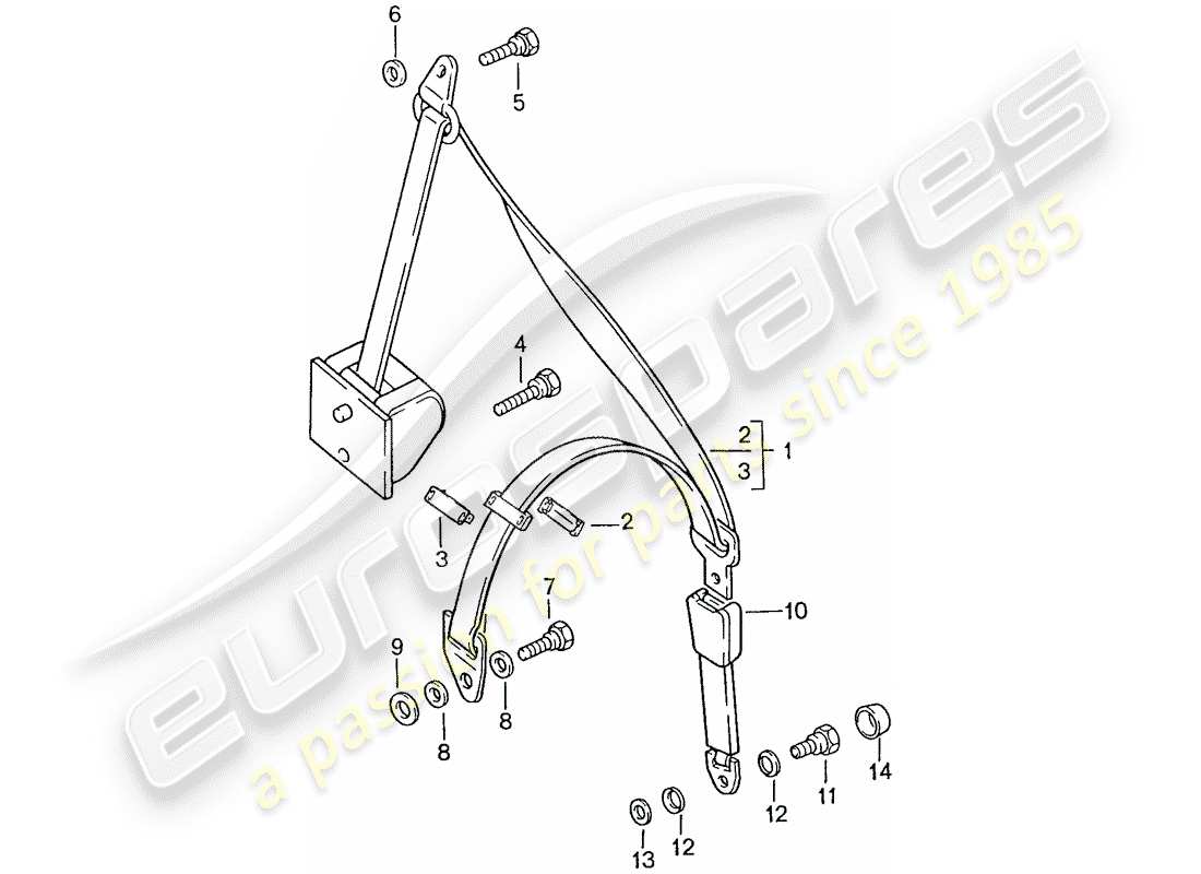porsche 1988 (928) seat belt - automatic parts diagram