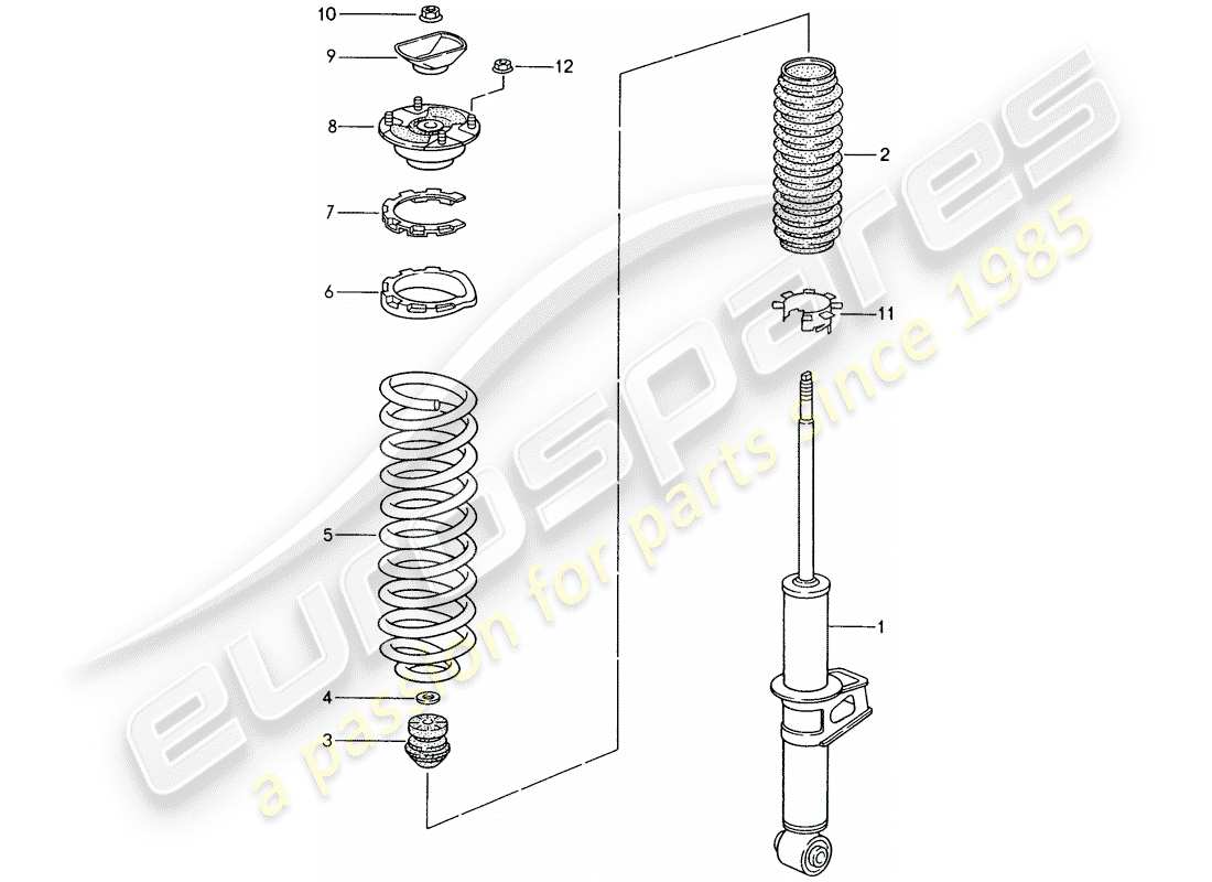 porsche 1995 (993) shock absorber - coil spring part diagram