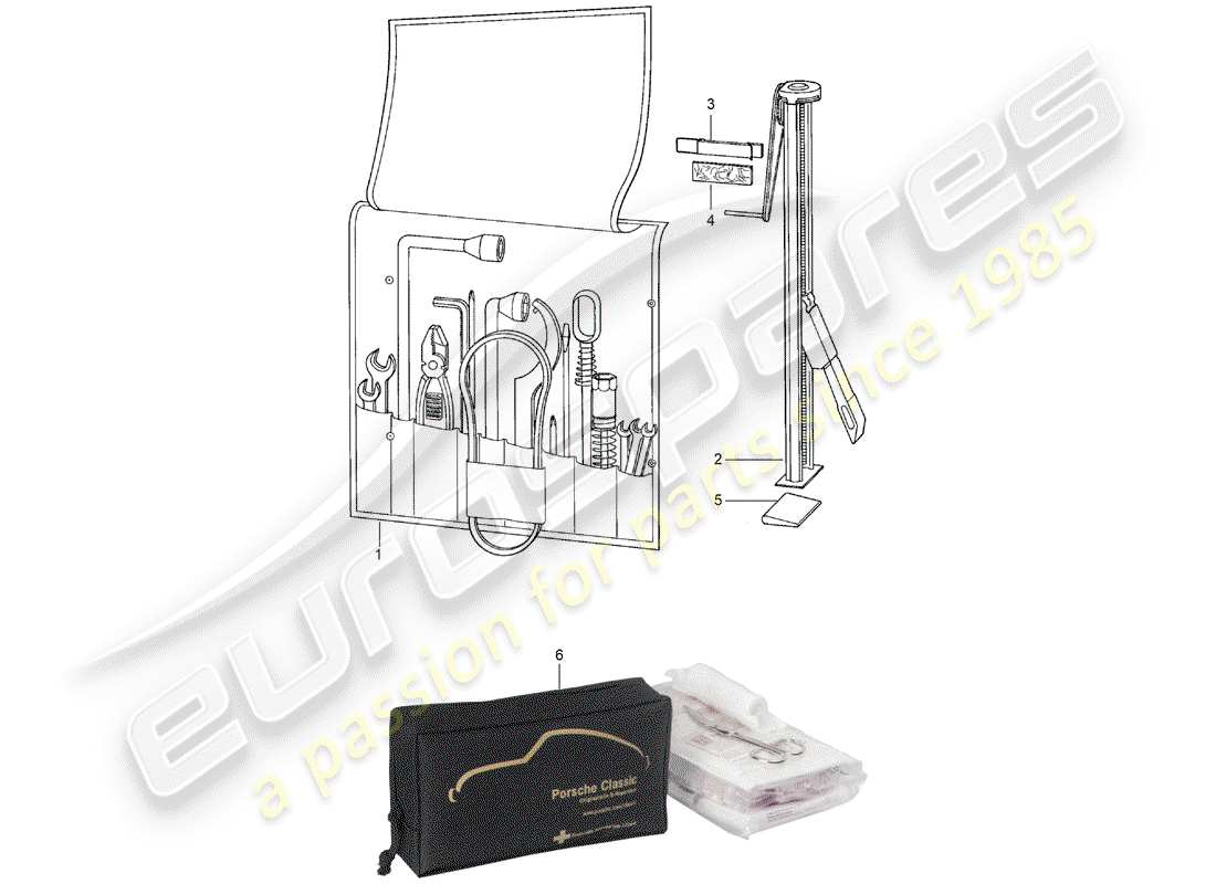porsche 1980 (911) accessories - tool - signs/notices - additional accessories in the - classic catalogue - (model: cla) part diagram