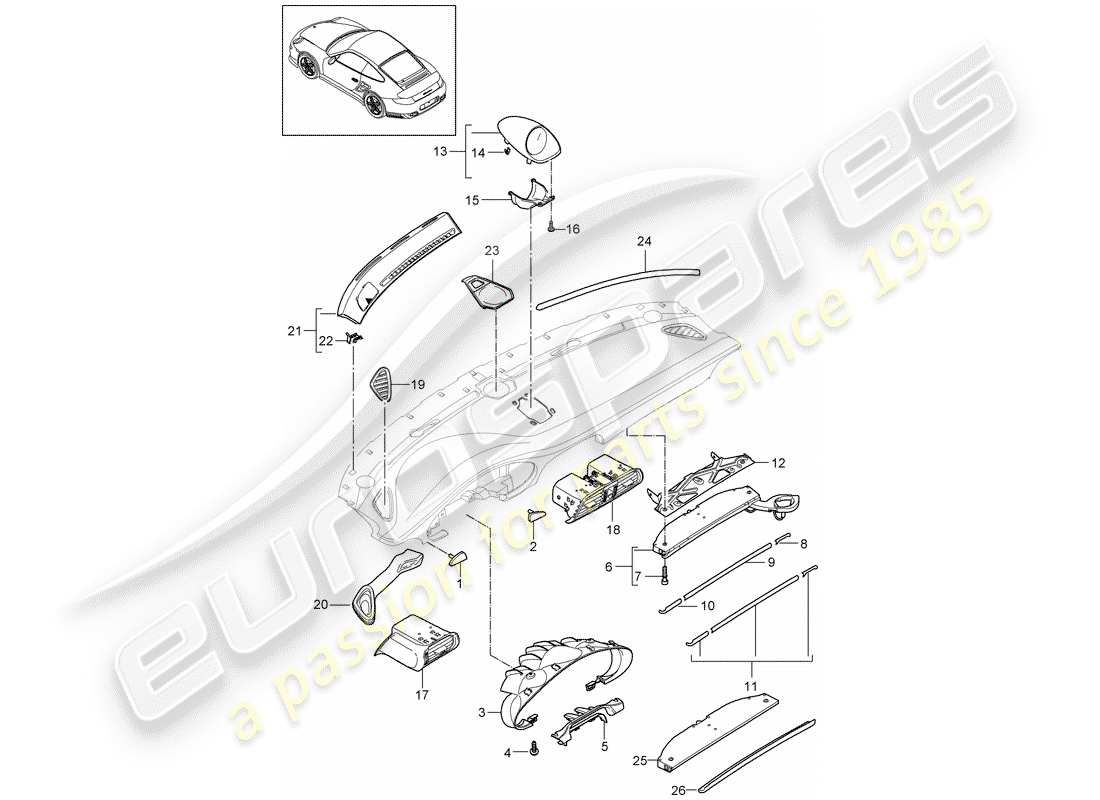 porsche 2012 (997-2 turbo / gt2 rs) accessories parts diagram