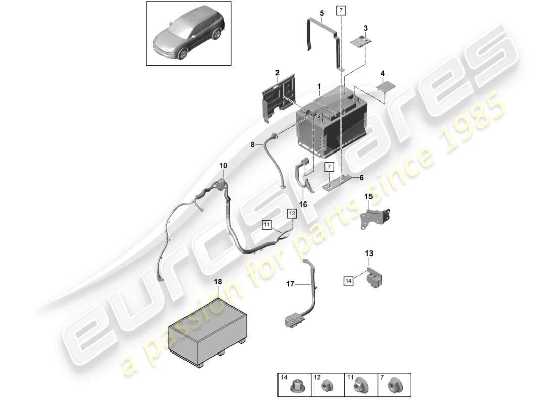 porsche 2020 (cayenne e3 9ya/9yb) battery part diagram